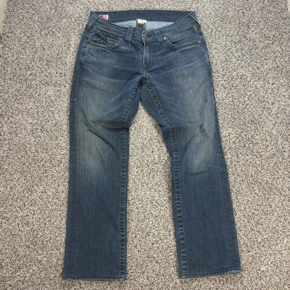 True Religion Ricky Men's 34 Jeans Straight Leg Dark Wash Made in USA MAC859EL